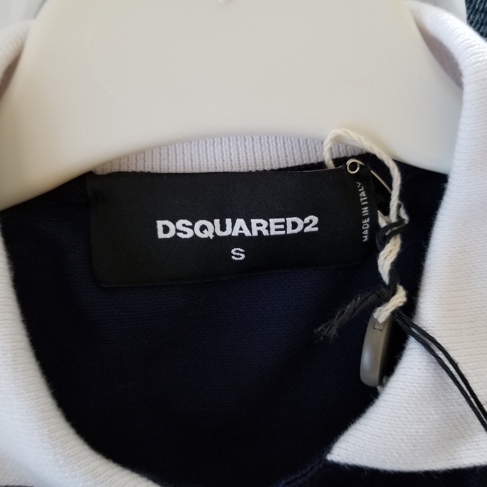 Dsquared2 Cotton White Collar Polo Shirt Blue Size S Small - Picture 5 of 8